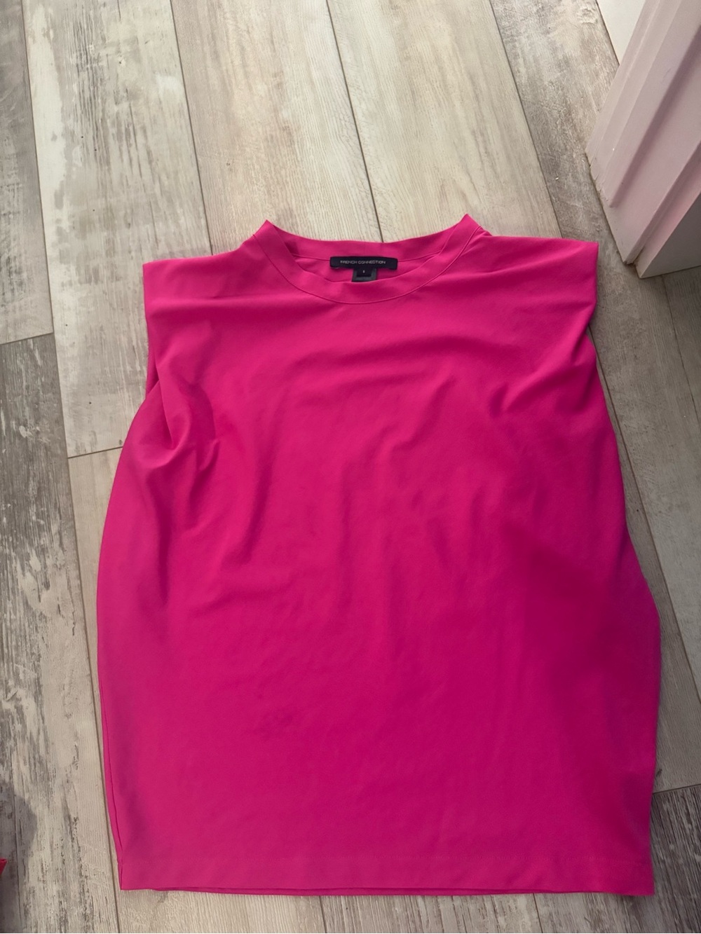 French Connection Hot Pink Padded-Shoulder Blouse - Picture 2 of 4
